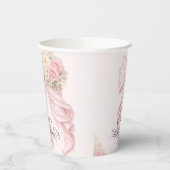 Elegant Pink Bow Floral Coquette Bridal Shower Pappbecher (Links)