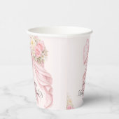 Elegant Pink Bow Floral Coquette Bridal Shower Pappbecher (Rechts)