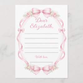 Elegant Pink Bow Floral Note to Birthday Girl Card Hinweiskarte