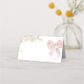 Elegant Pink Bow Floral Platzkarte (Vorderseite)