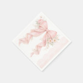 Elegant Pink Bow Flower Girl Baby Shower Serviette (Ecke)