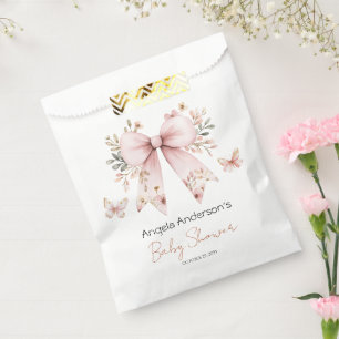 Elegant Pink Bow Girl Baby Shower Geschenktütchen