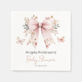 Elegant Pink Bow Girl Baby Shower Serviette (Vorderseite)
