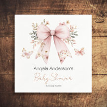 Elegant Pink Bow Girl Baby Shower