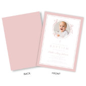 Elegant Pink Bow Girl Photo Baptism Einladung