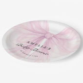 Elegant Pink Bow Girls Baby Shower Pappteller (Schrägansicht)