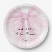 Elegant Pink Bow Girls Baby Shower Pappteller (Vorderseite)