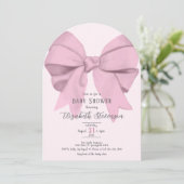 Elegant Pink Bow Girly Baby Shower Arch Einladung (Stehend Vorderseite)