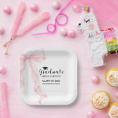 Elegant Pink Bow Graduation Cap Graduate Pappteller (Party)