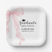 Elegant Pink Bow Graduation Cap Graduate Pappteller (Vorderseite)