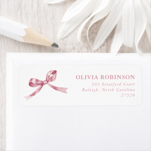 Elegant Pink Bow Graduation Return Address (Insitu)
