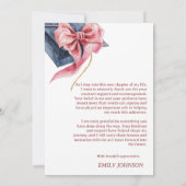 Elegant Pink Bow Graduation Thank You Card  Einladung (Rückseite)