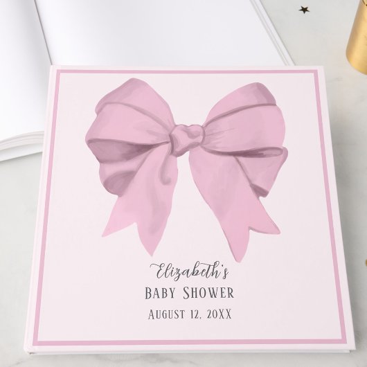 Elegant Pink Bow It's a Girl Baby Shower Gästebuch
