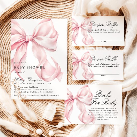 Elegant Pink Bow Menu Coquette Bow
