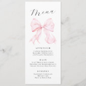 Elegant Pink Bow Menu Menükarte (Vorderseite)