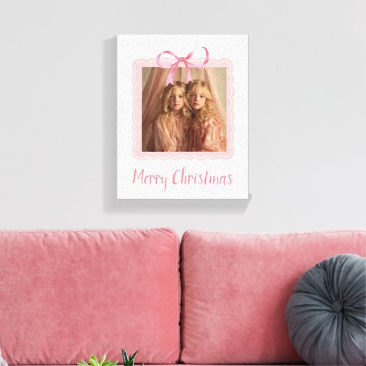 Elegant Pink Bow Merry Christmas Custom Canvas Leinwanddruck (Insitu (Wohnzimmer))