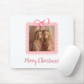 Elegant Pink Bow Merry Christmas Custom Mousepad (Mit Mouse)