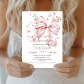 Elegant Pink Bow & Pearls Quinceañera Einladung