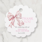 Elegant Pink Bow & Pearls Vielen Dank Geschenkanhänger (Vorderseite)