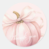 Elegant Pink Bow Pumpkin Danke Sticker (Vorderseite)