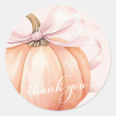 Elegant Pink Bow Pumpkin Danke Sticker (Vorderseite)