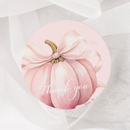 Elegant Pink Bow Pumpkin Danke Sticker