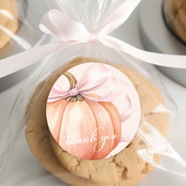 Elegant Pink Bow Pumpkin Danke Sticker