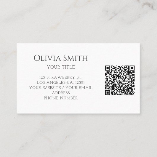 Elegant Pink Bow QR Code Visitenkarte (Rückseite)