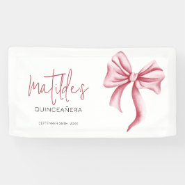 Elegant Pink Bow Quinceanera Banner