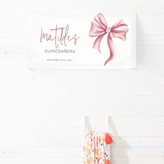 Elegant Pink Bow Quinceanera Banner (InSitu)