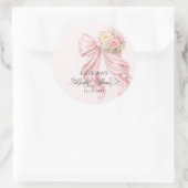 Elegant Pink Bow Romantic Bridal Shower Runder Aufkleber (Tasche)