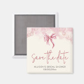 Elegant Pink Bow Save the Date Bridal Shower Magnet (Vorderseite/Rückseite)