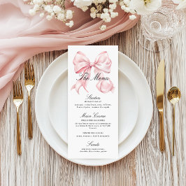 Elegant Pink Bow Shower Menu