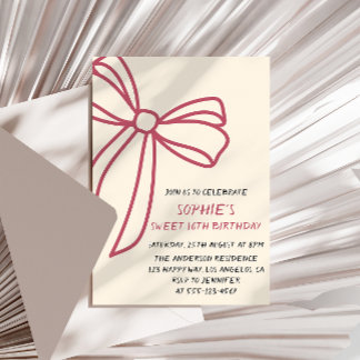 Elegant Pink Bow Sweet 16 Birthday Einladung