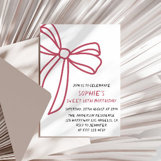 Elegant Pink Bow Sweet 16 Birthday Einladung