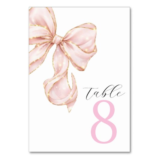 Elegant Pink Bow Table Numbers Tischnummer (Rückseite)
