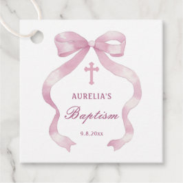 Elegant Pink Bow Taufen Fvor Tags Geschenkanhänger