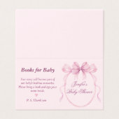 Elegant Pink Bow Theme Books for Baby Card (Außenseite Aufgefaltet)