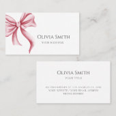 Elegant Pink bow Visitenkarte (Vorne/Hinten)