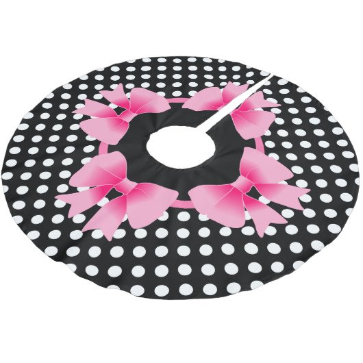 Elegant Pink Bow Weihnachten Polyester Weihnachtsbaumdecke (Schrägansicht)