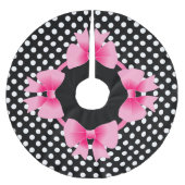 Elegant Pink Bow Weihnachten Polyester Weihnachtsbaumdecke (Vorderseite)