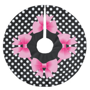 Elegant Pink Bow Weihnachten Polyester Weihnachtsbaumdecke