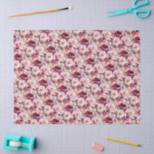 Elegant Pink Burgundy Floral Seidenpapier (Basteln)