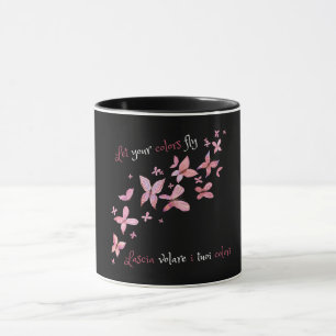 Elegant Pink Butterfets Bilingual Tasse