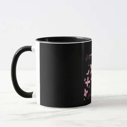 Elegant Pink Butterfets Bilingual Tasse (Links)