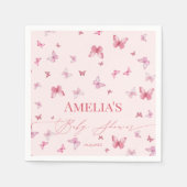 Elegant Pink Butterfly Baby Shower Napkins Serviette (Vorderseite)