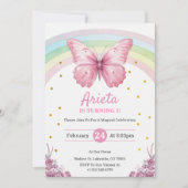 Elegant Pink butterfly birthday Invitation Einladung (Vorderseite)