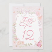 Elegant Pink Butterfly Table Number (Rückseite)