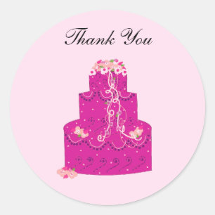Elegant Pink Cake Danke Runder Aufkleber