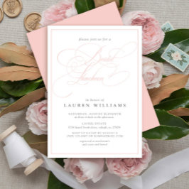 Elegant Pink Calligraphy Formal Bridal Luncheon Einladung